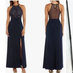 David's Bridal Navy Blue Backless Dress